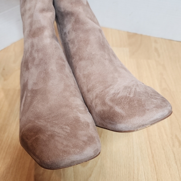 Sam Edelman 10W Suede Leather Codie Square Toe Bootie Nude Beige - Picture 15 of 16